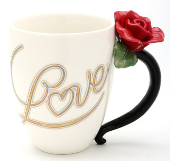 Red Rose Love Coffee Cups, Set of 2