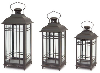 Graceful Metal Candle Lanterns Candle Holders, Set of 3