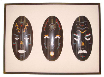 Tribal Mask Set Framed Metal Wall Art