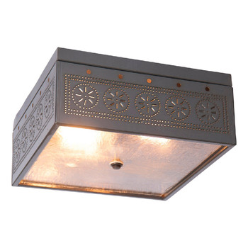 Country Tin Square Chisel Pierced Tin Ceiling Light