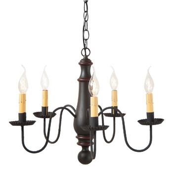 Sturbridge Black with Red Stripe Medium Norfolk Wood and Metal Chandelier