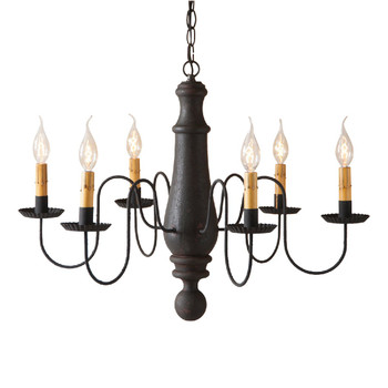 Hartford Black over Red Large Norfolk Wood and Metal Chandelier