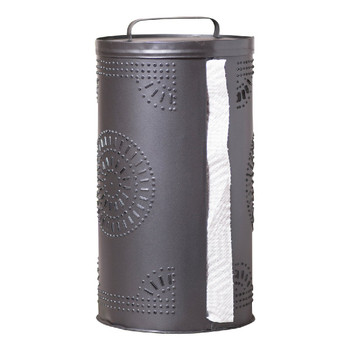 Smokey Black Punched Tin Paper Towel Holder