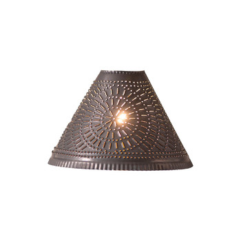 Blackened Tin Plantation Punched Chisel Pierced Tin Lamp Shade Blackened Tin Plantation Punched Chisel Pierced Tin Lamp Shade