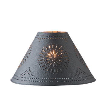 Textured Black 15" Flared Punched Chisel Pierced Tin Lamp Shade Textured Black 15" Flared Punched Chisel Pierced Tin Lamp Shade