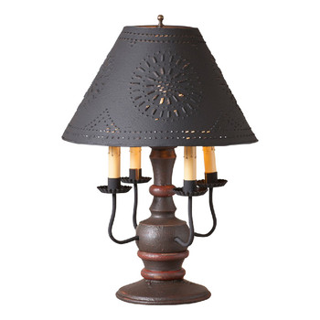 Americana Espresso Cedar Creek Wood and Metal Table Lamp with Punched Chisel Pierced Tin Shade