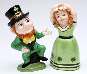 Irish Boy and Girl Dancing Porcelain Salt and Pepper Shakers, Set of 4