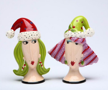 Dollymama's Merry Christmas Ceramic Salt and Pepper Shakers, Set of 4