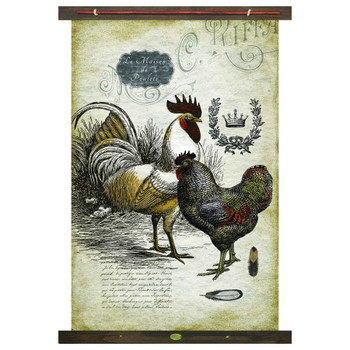 Custom Rooster and Hen Birds Le Maison de Poulets Canvas Tapestry