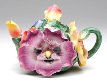 Pansy Flower Porcelain Teapot