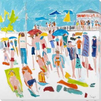 Summer Day at the Beach Wrapped Canvas Giclee Art Print Wall Art
