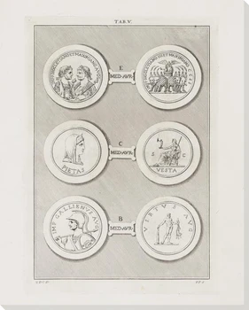 Greek Intaglios Plate V Wrapped Canvas Giclee Art Print Wall Art