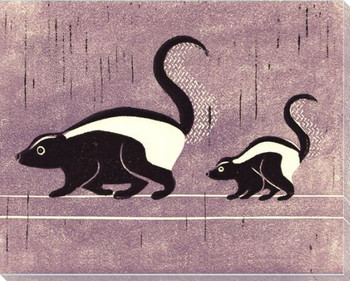 Skunks Wrapped Canvas Giclee Art Print Wall Art