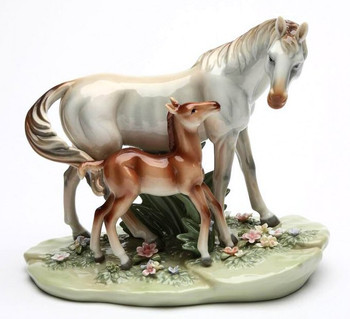 First Steps Mother and Foal Porcelain Horse Sculpture
