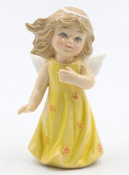 Miniature Angel in a Green Dress Porcelain Sculpture - Cosmos