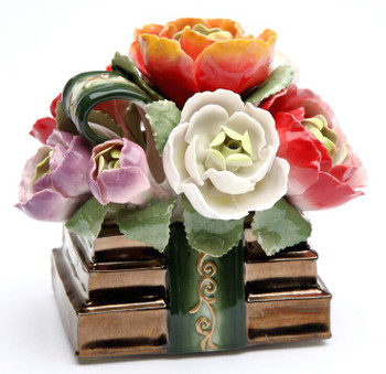 Violin with Flowers Musical Music Box Sculpture - Cosmos