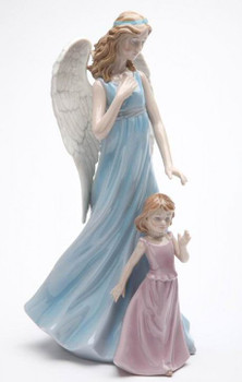 Angel with Girl Porcelain Sculpture