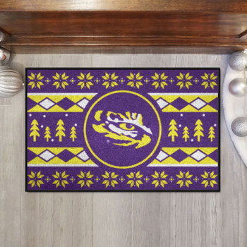 19" x 30" Louisiana State University Holiday Sweater Purple Rectangle Starter Mat