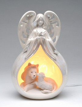 Eternal Peace Angel Porcelain Lighted Nativity Scene Sculpture
