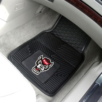 North Carolina State University Heavy Duty Vinyl Front Black Car Mat, Set of 2