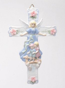 Guardian Angel Porcelain Wall Cross