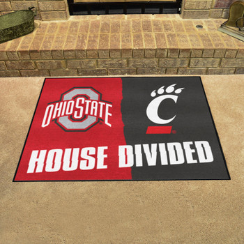 33.75" x 42.5" Ohio State / Cincinnati House Divided Rectangle Mat