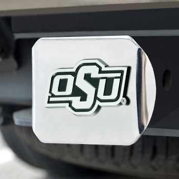 Oklahoma State University Hitch Cover - Chrome on Chrome