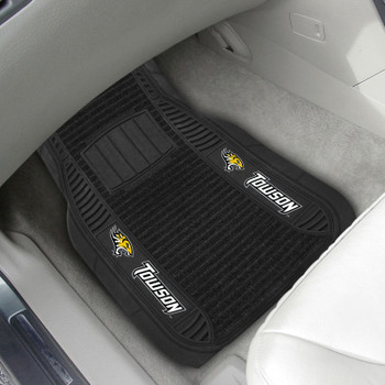 Towson University Deluxe Vinyl & Black Carpet Car Mat, Set of 2