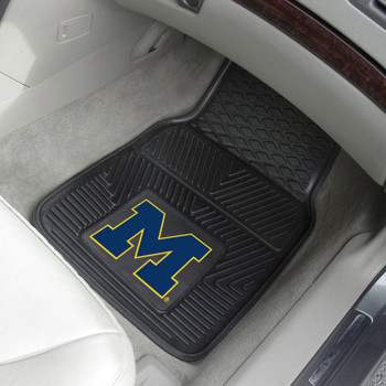 University of Michigan Heavy Duty Vinyl Front Black Car Mat, Set of 2