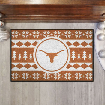 19" x 30" University of Texas Holiday Sweater Orange Rectangle Starter Mat