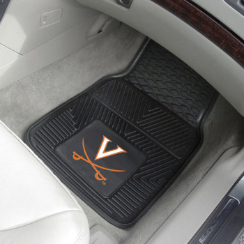 University of Virginia Heavy Duty Vinyl Front Black Car Mat, Set of 2