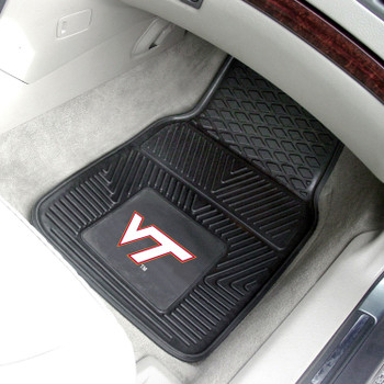 Virginia Tech Heavy Duty Vinyl Front Black Car Mat, Set of 2