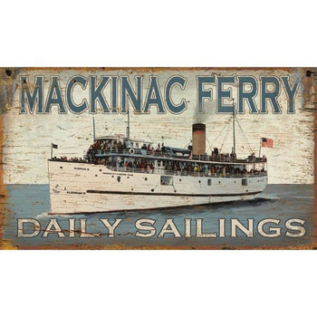 Custom Mackinac Ferry Boat Vintage Style Metal Sign