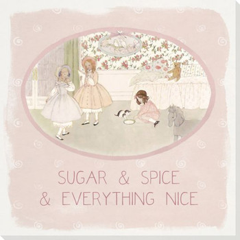 Children Rhymes Sugar and Spice Wrapped Canvas Giclee Art Print Wall Art