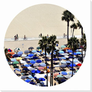Beach Club circle Wrapped Canvas Giclee Art Print Wall Art