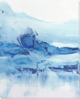 Luster Blue Currents in Pearl White II Wrapped Canvas Giclee Art Print Wall Art