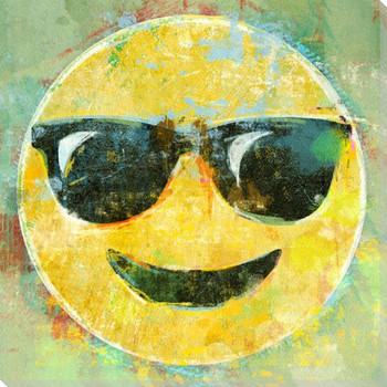 Sunglasses Emoji Wrapped Canvas Giclee Art Print Wall Art