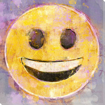 Grinning Face Emoji Wrapped Canvas Giclee Art Print Wall Art