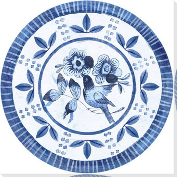 Mixed Pattern Round Blue 1 Wrapped Canvas Giclee Art Print Wall Art