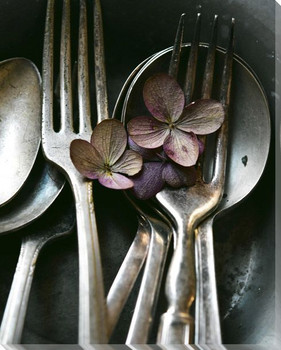 Quiet Morning Silverware Wrapped Canvas Giclee Art Print Wall Art