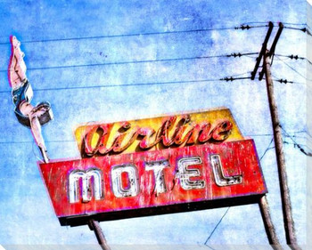 Roadside Airline Motel Wrapped Canvas Giclee Art Print Wall Art