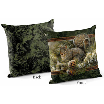 18" Gray Squirrel Decorative Square Throw Pillows, Set of 4