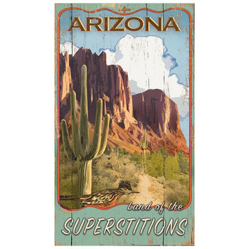 Custom Superstition Mountain Vintage Style Wooden Sign