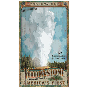 Custom Old Faithful Yellowstone National Park Vintage Style Wooden Sign