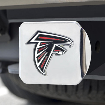 Atlanta Falcons Hitch Cover - Red on Chrome