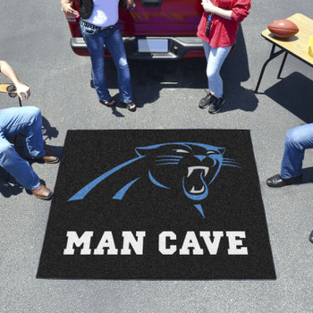 59.5" x 71" Carolina Panthers Man Cave Tailgater Black Rectangle Mat