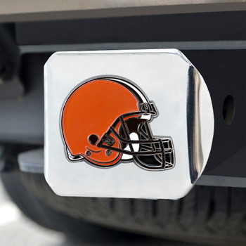 Cleveland Browns Hitch Cover - Orange on Chrome