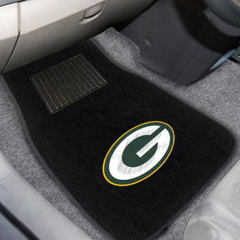 Green Bay Packers Embroidered Black Car Mat, Set of 2