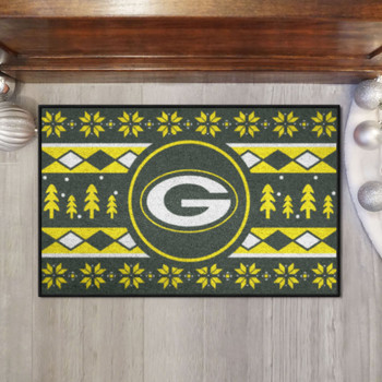 19" x 30" Green Bay Packers Holiday Sweater Green Rectangle Starter Mat