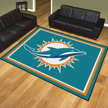 8' x 10' Miami Dolphins Turquoise Rectangle Rug